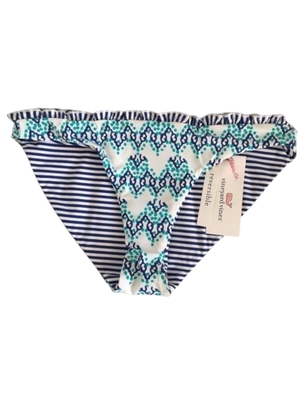NWT Vineyard Vines Womens Reversible Bikini Bottom Geowave Print Size XXS
